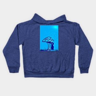 Elf Hiding Under Toadstool at Night Kids Hoodie